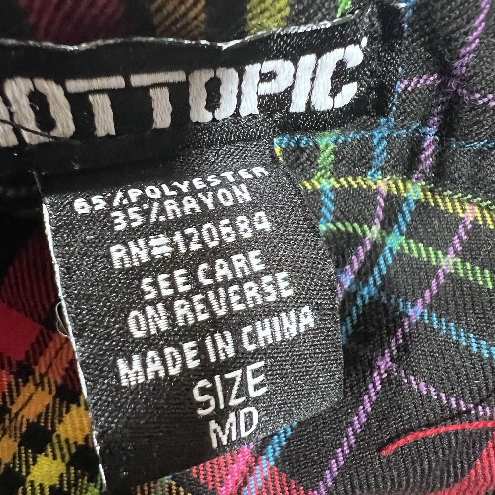 Hot Topic Rainbow Plaid Double Buckle Pleated Skirt Goth Punk Medium - Picture 6 of 7